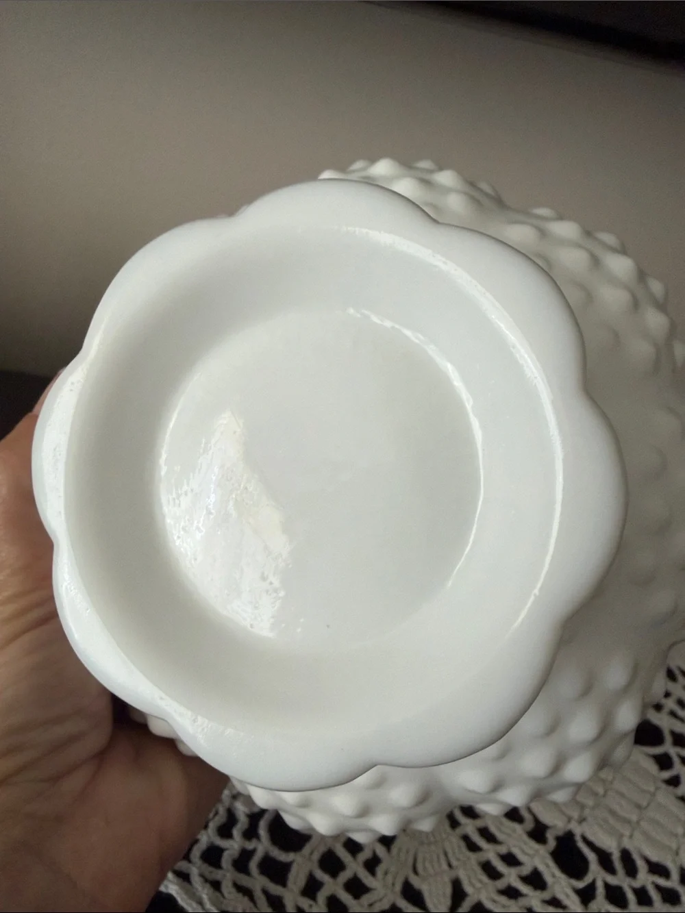Vintage Fenton White Milk Glass Hobnail multi candle Advent Bowl